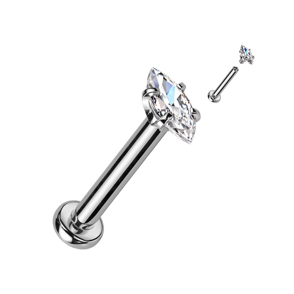 Marquise CZ Flat Back Stud