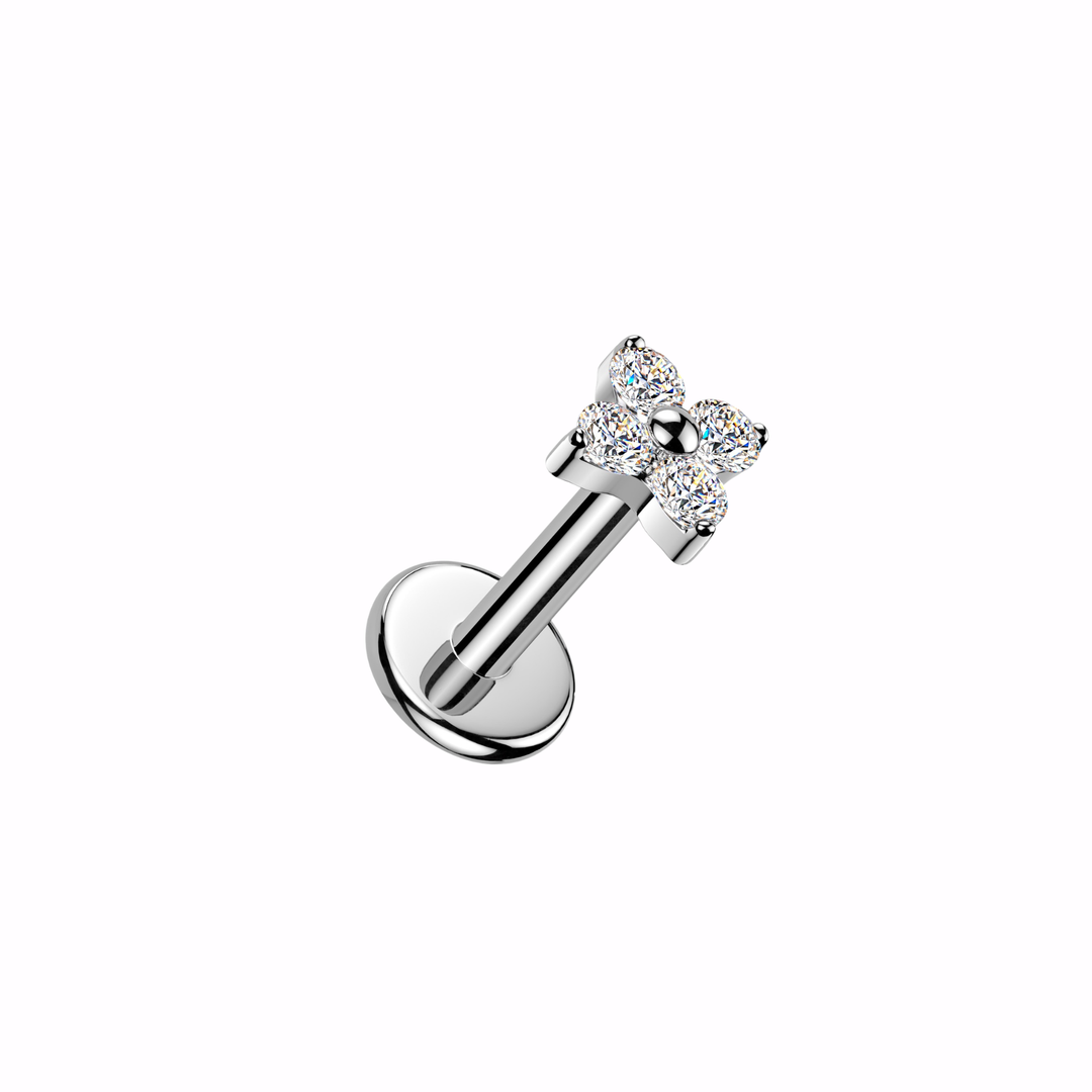 Flower CZ Flatback Stud