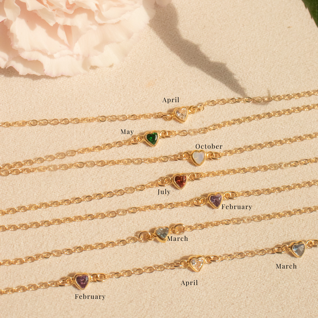 Heart Birthstone Bracelet