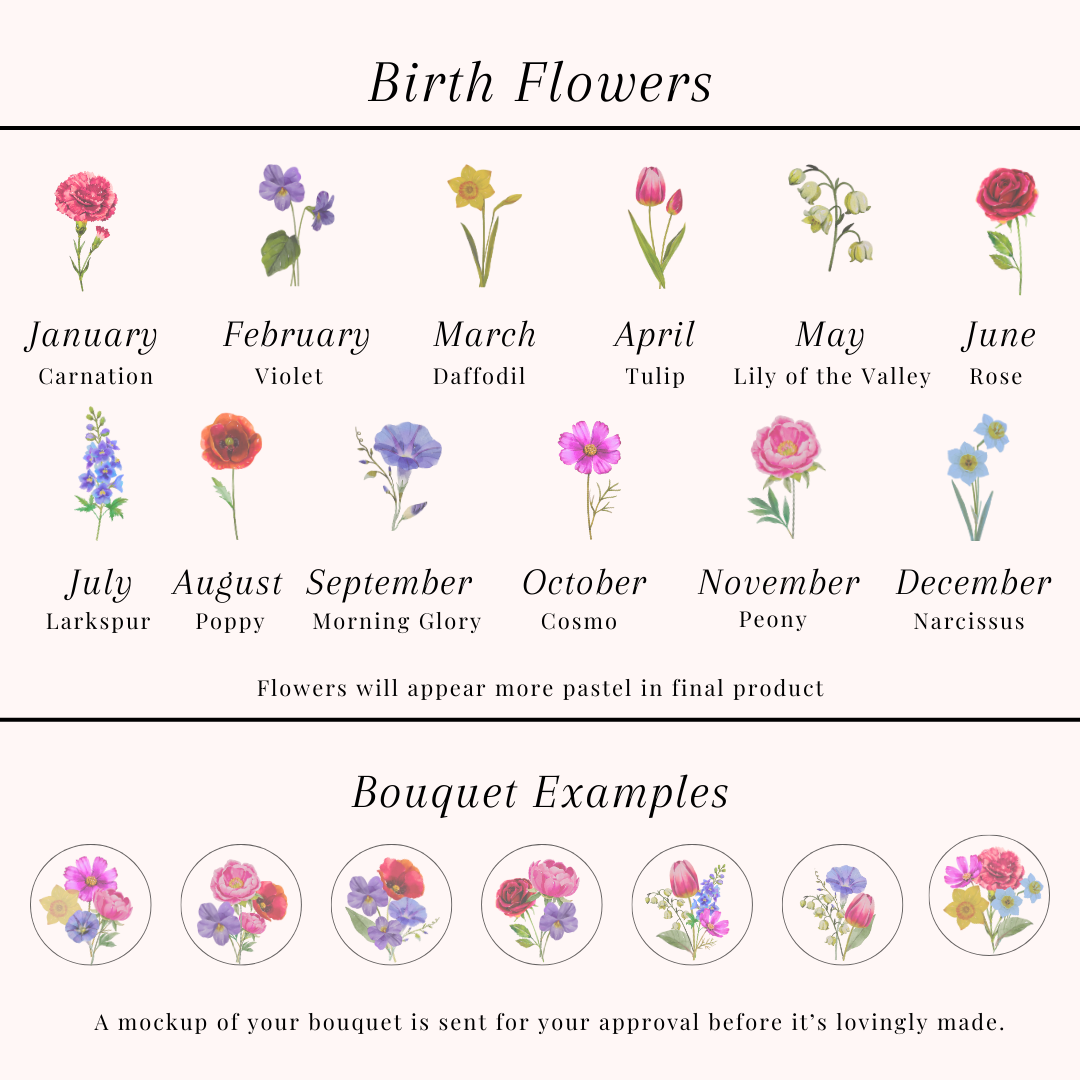 Family Birth Flower Bouquet Necklace