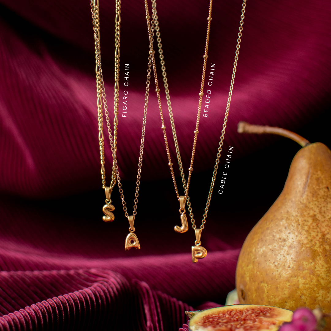 Bubble Initial Necklace - Gold