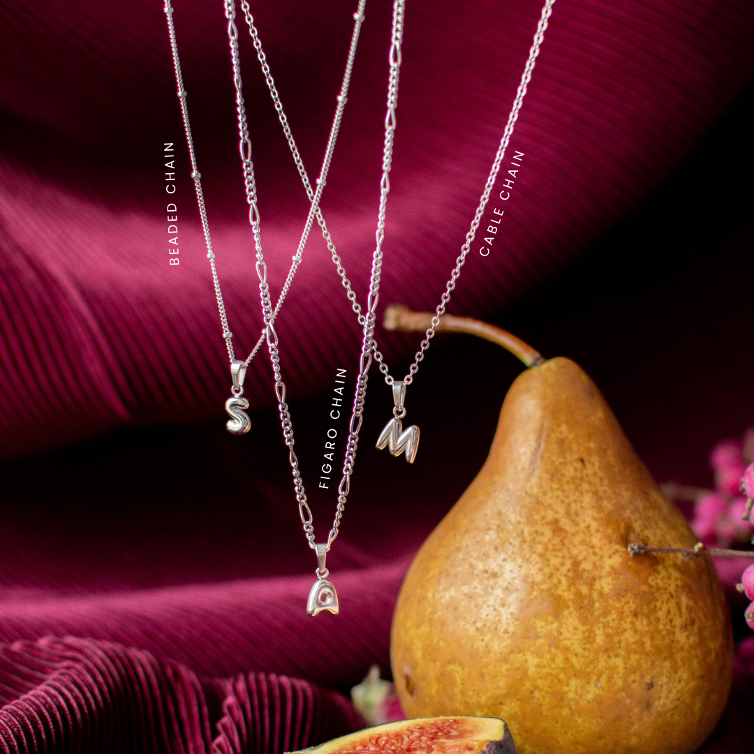 Bubble Initial Necklace - Silver
