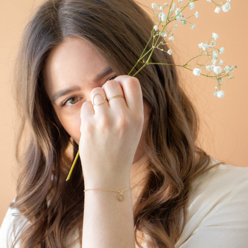 Tiny Initial Coin Bracelet