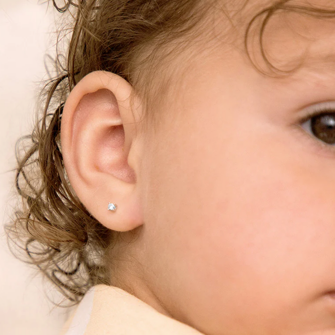 CZ Solitaire Baby/Toddler Earrings