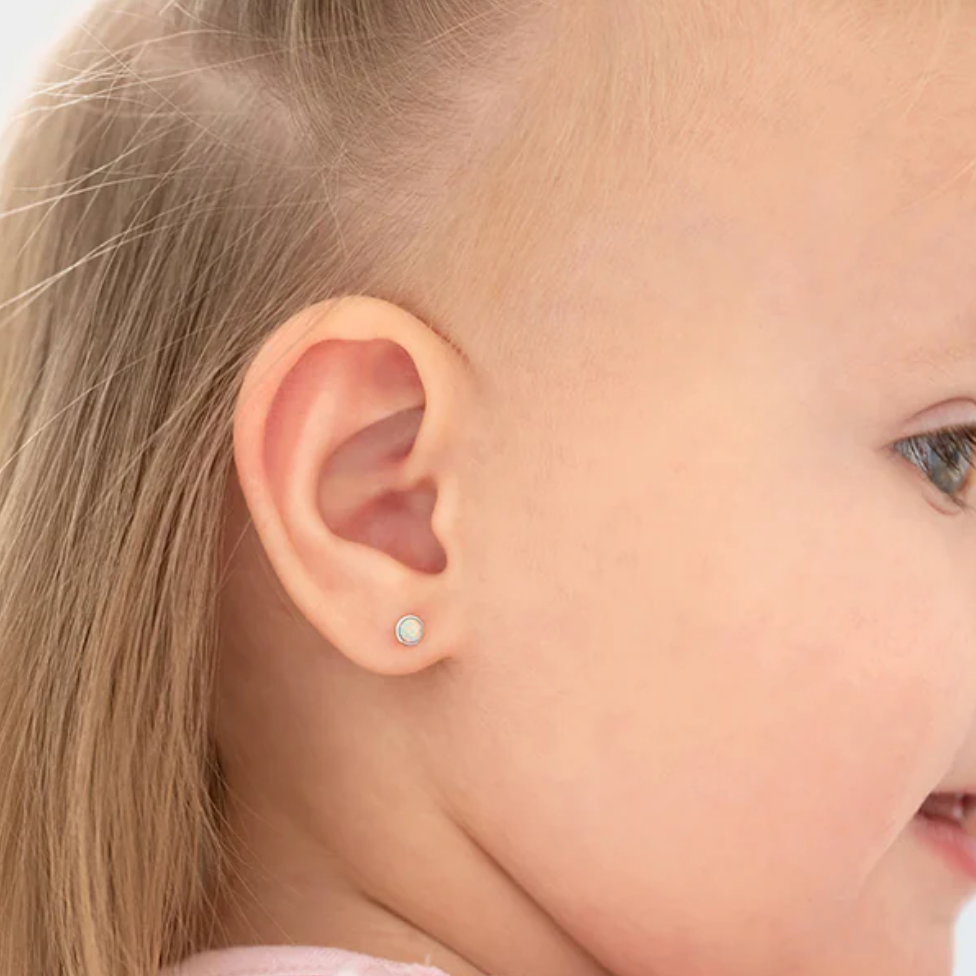 Sterling Silver Opal Baby/Toddler Earrings