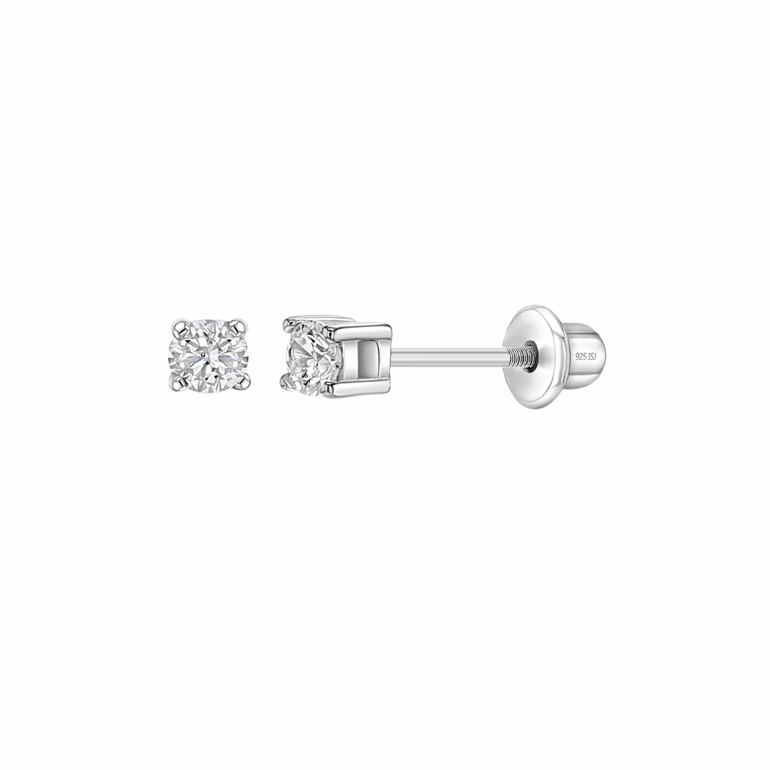 CZ Solitaire Baby/Toddler Earrings