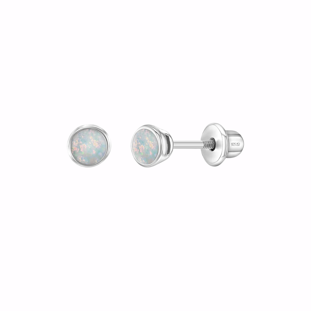 Sterling Silver Opal Baby/Toddler Earrings