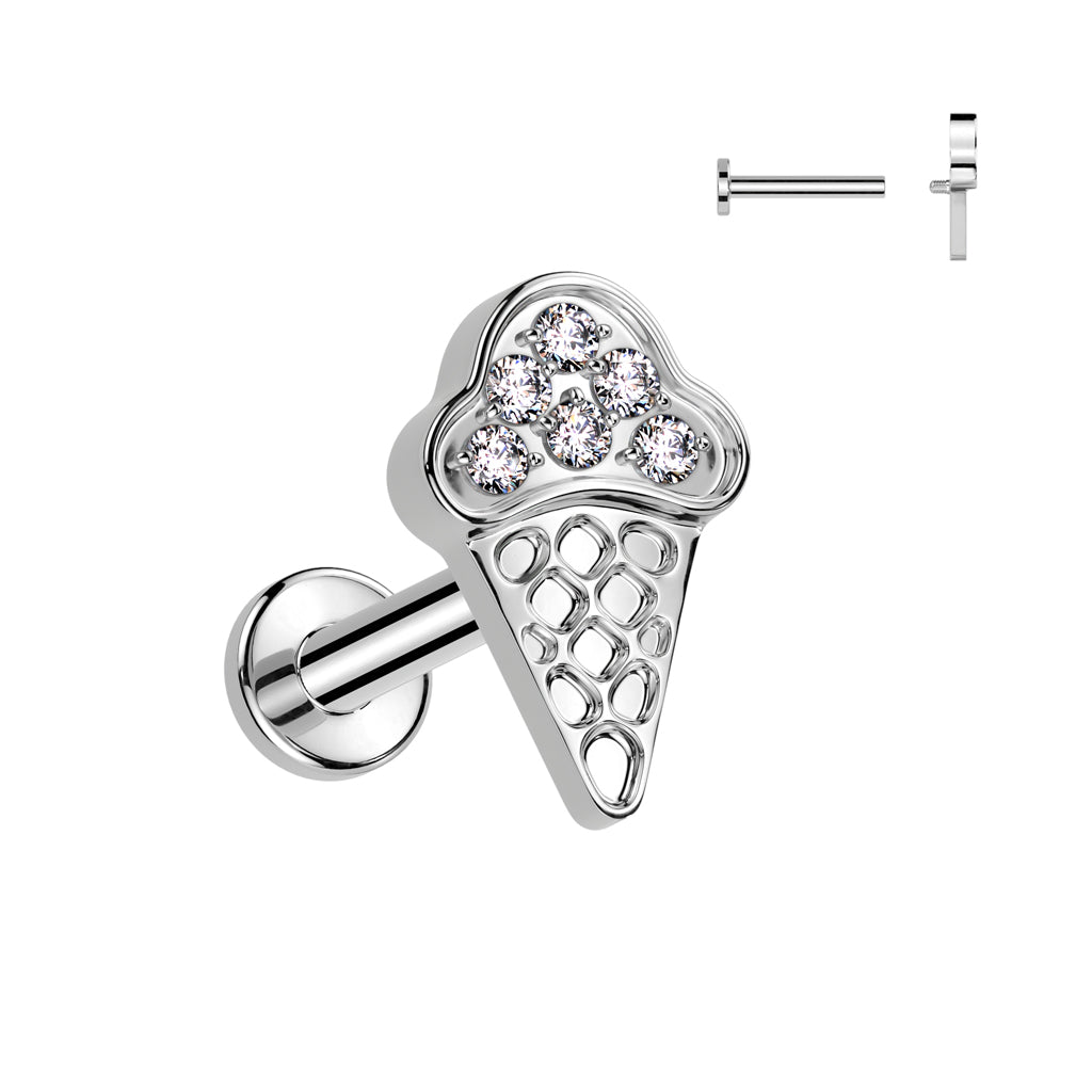 Ice Cream Cone Flatback Stud