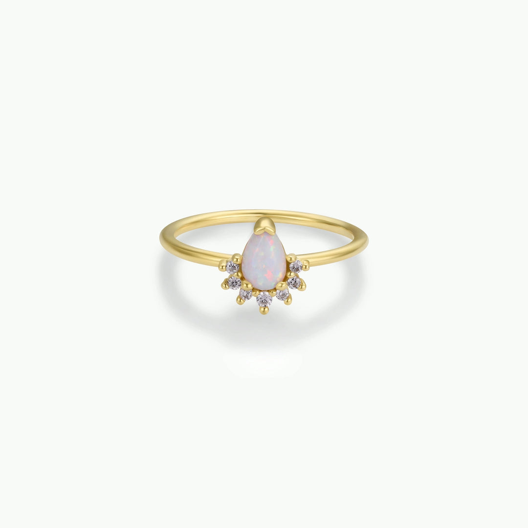 Opal Burst CZ Ring