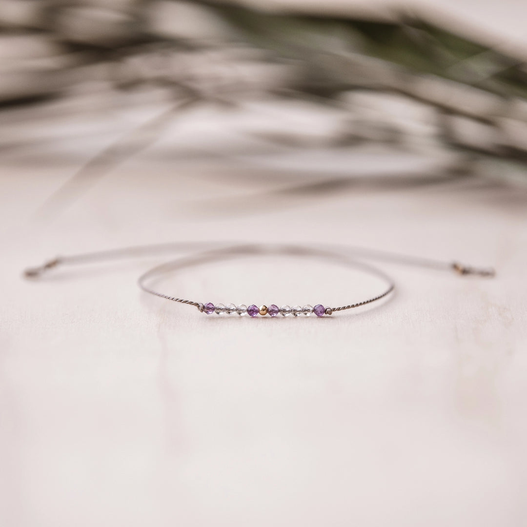 Amethyst & Clear Quartz String Bracelet