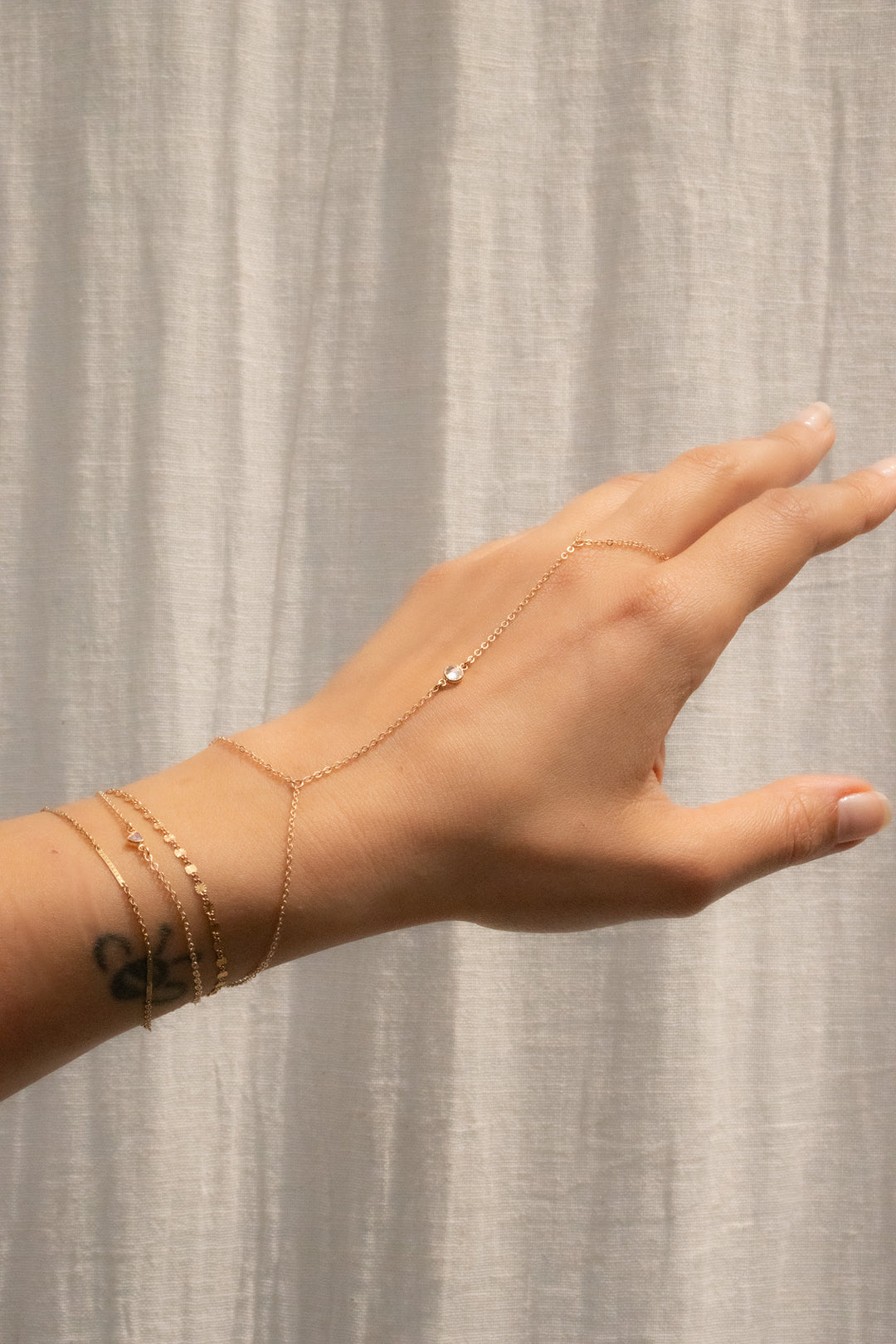 Birthstone Hand Chain - Gold