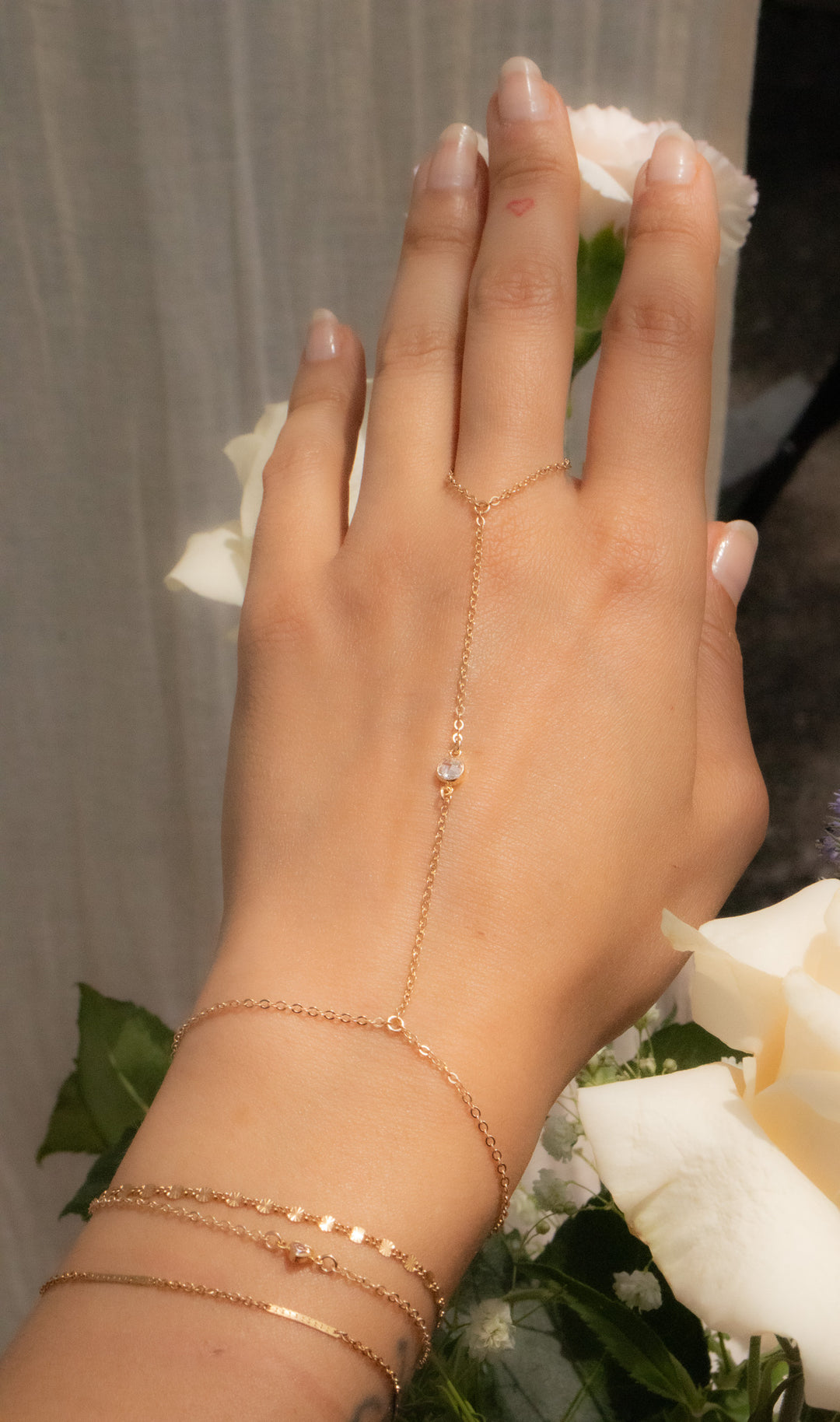 Birthstone Hand Chain - Gold