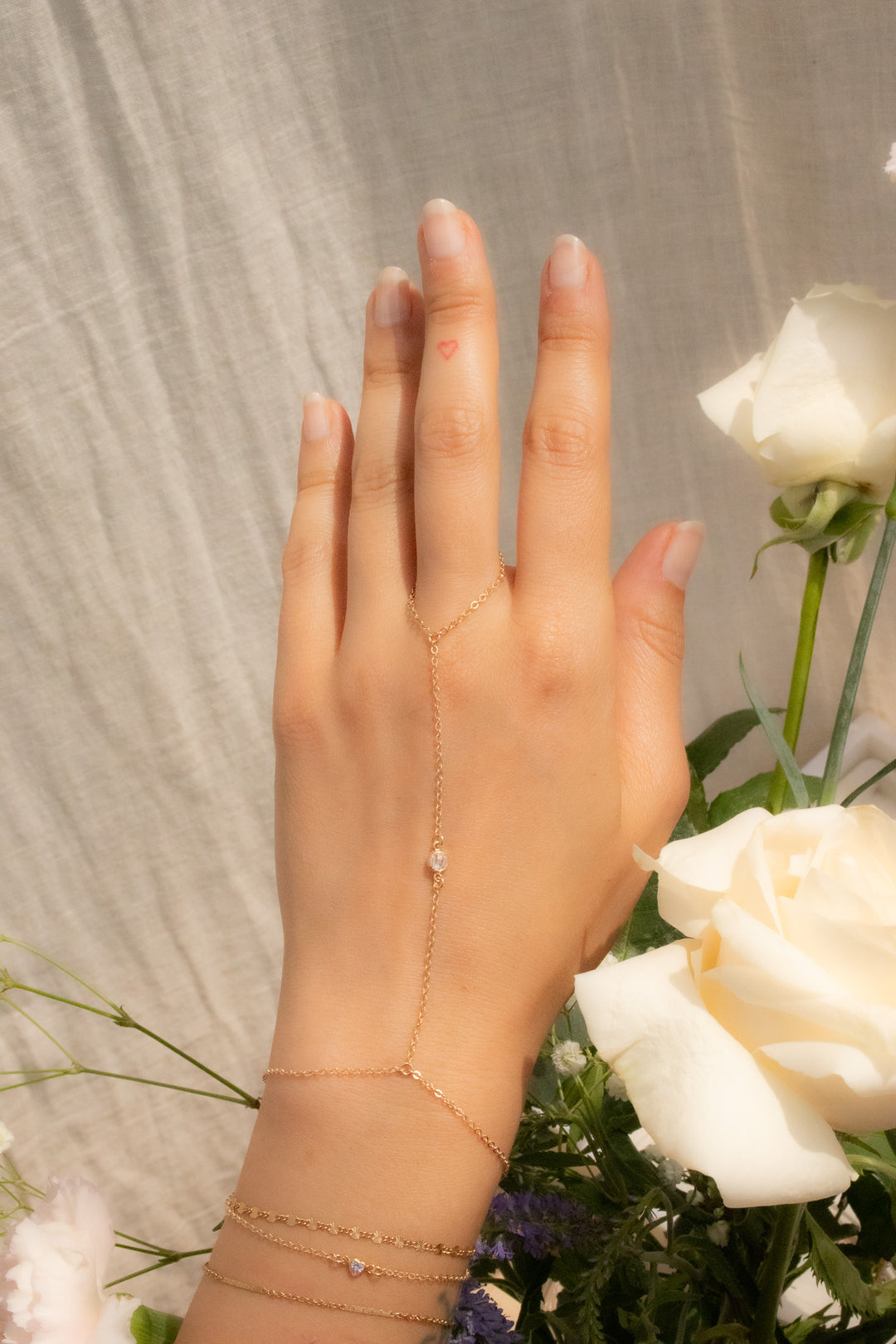 Birthstone Hand Chain - Gold