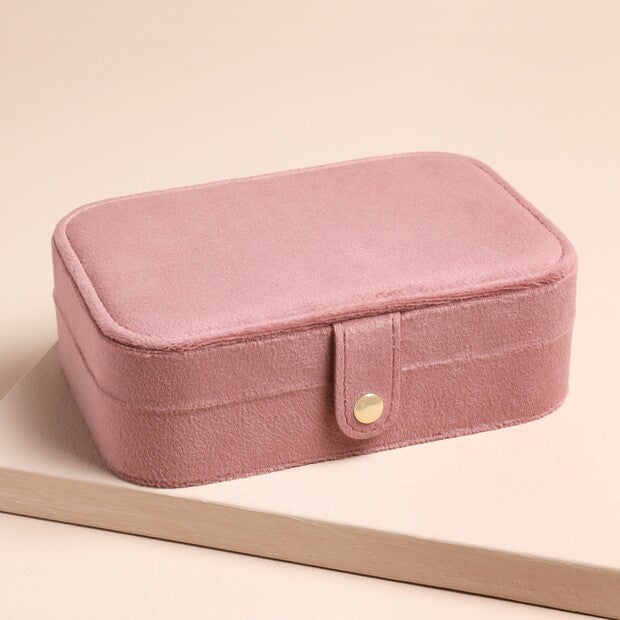 Rose Pink Velvet Rectangular Jewelry Case