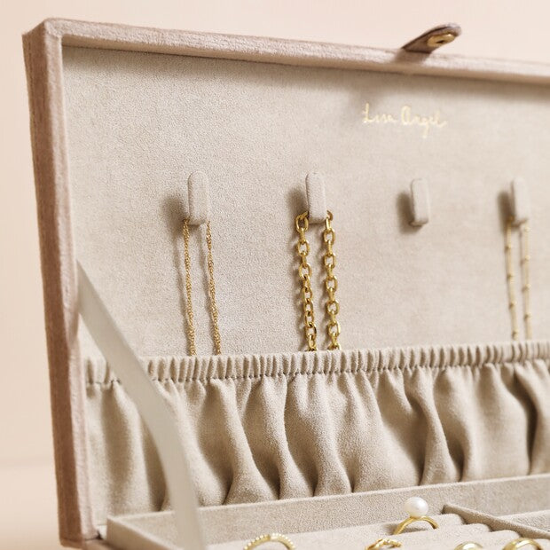Velvet Large Beige Jewelry Case