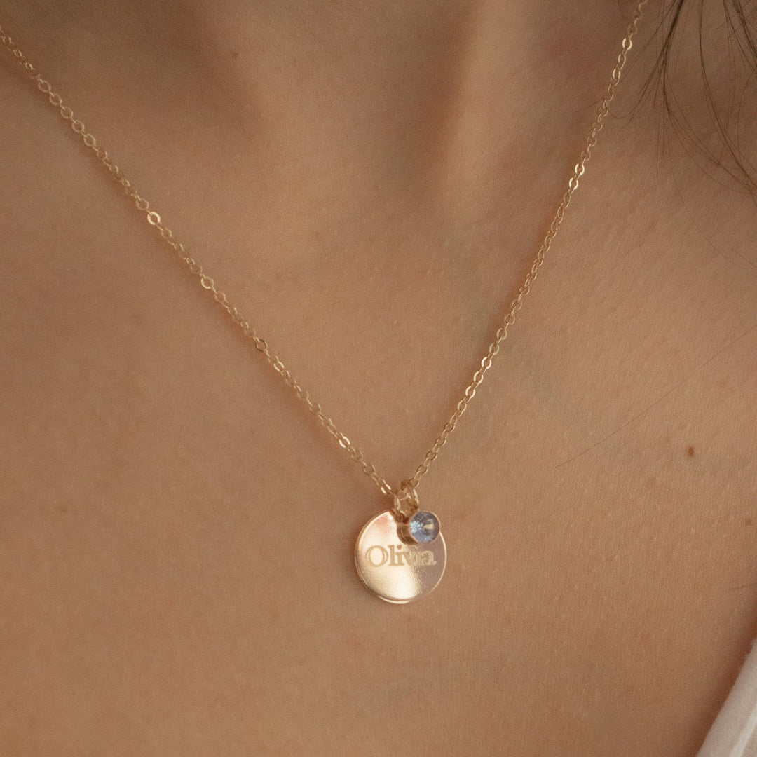 Collier avec nom et pierre de naissance - Moyen