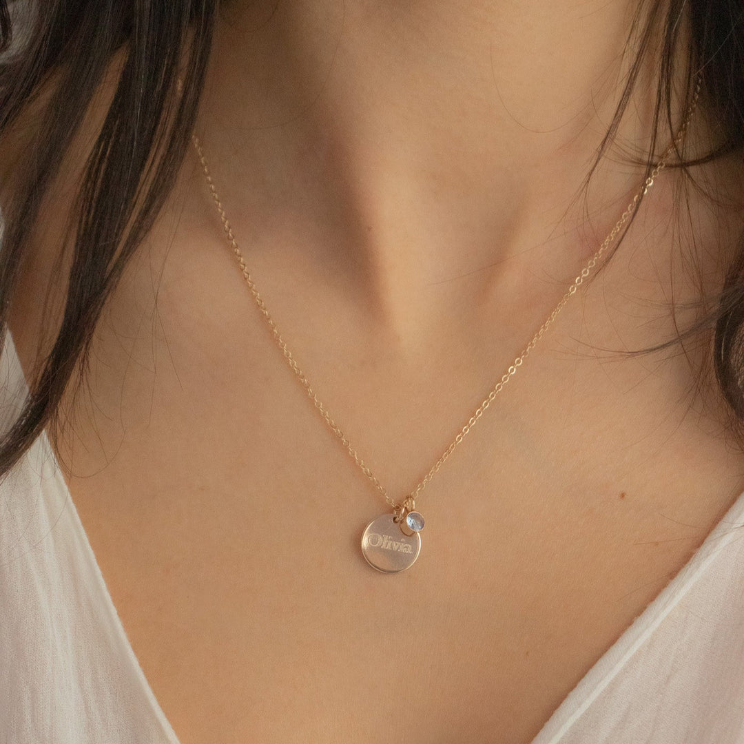 Collier avec nom et pierre de naissance - Moyen