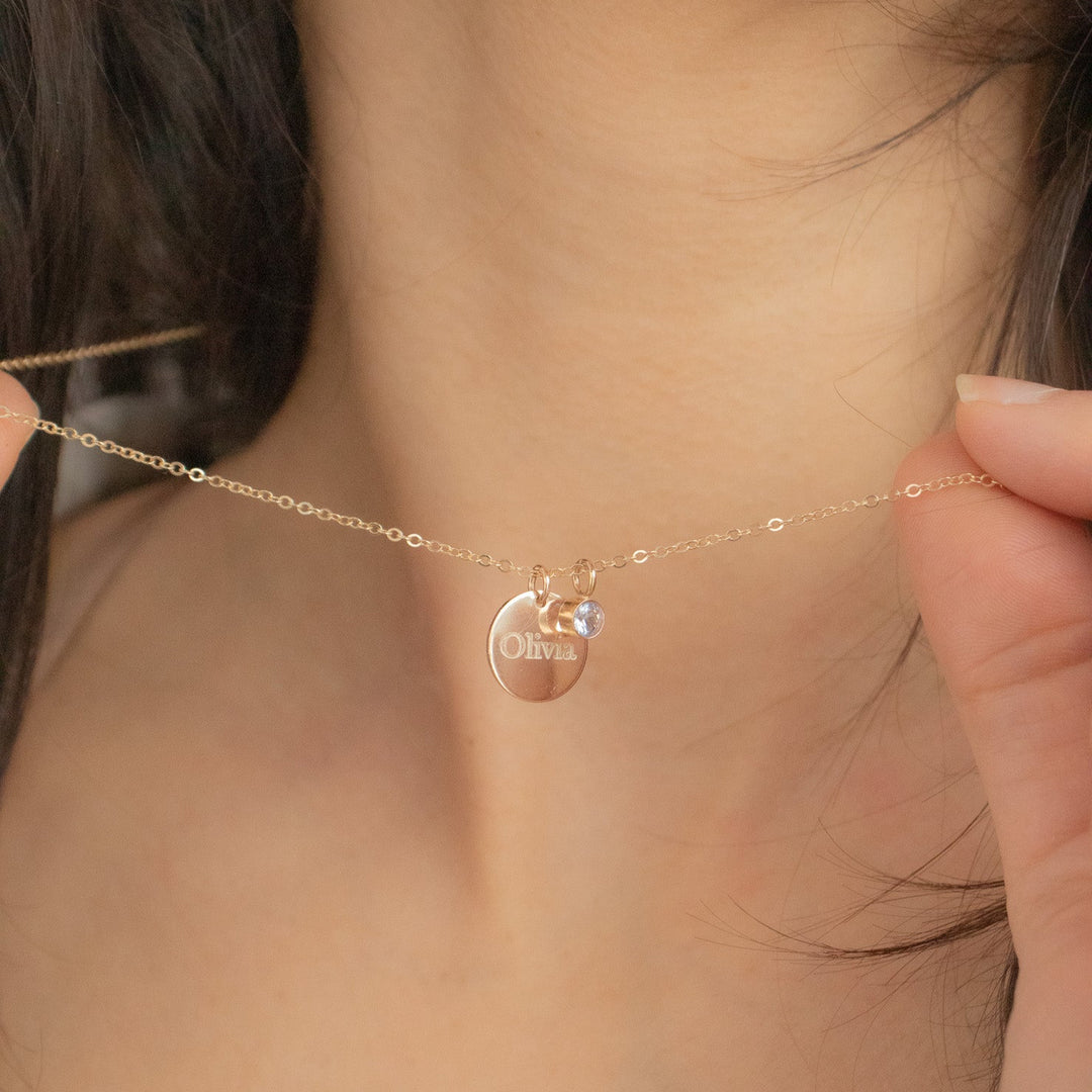Collier avec nom et pierre de naissance - Moyen