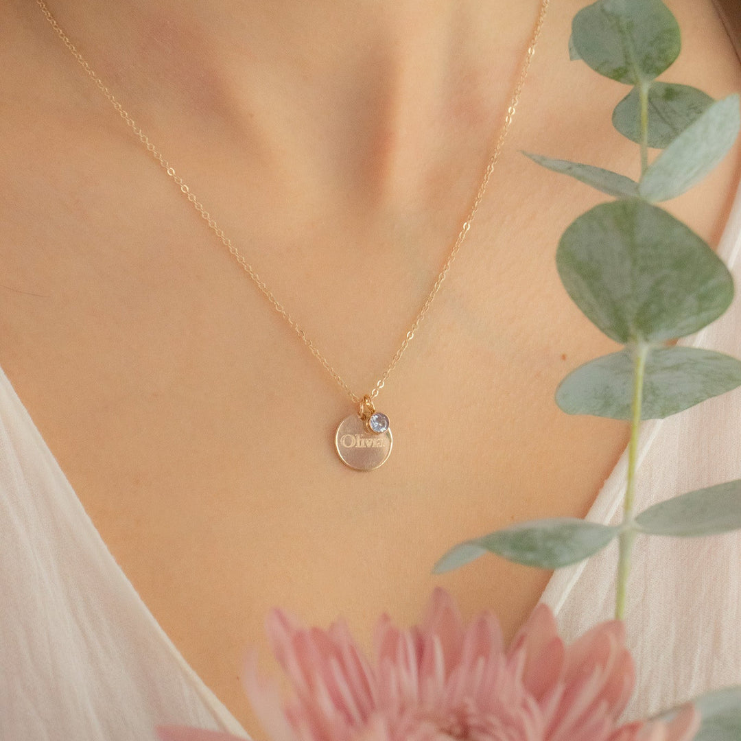 Collier avec nom et pierre de naissance - Moyen