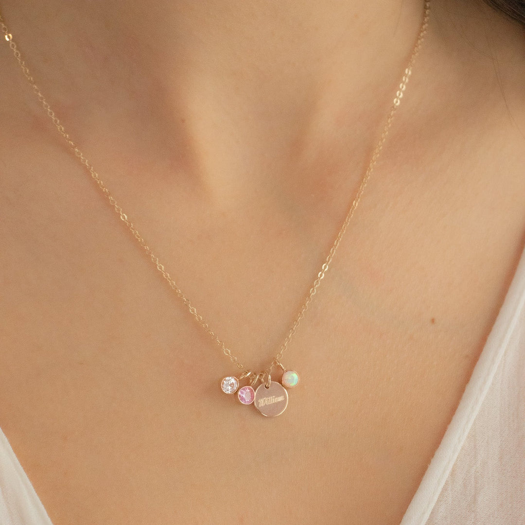 Collier avec nom et pierre de naissance - Petit