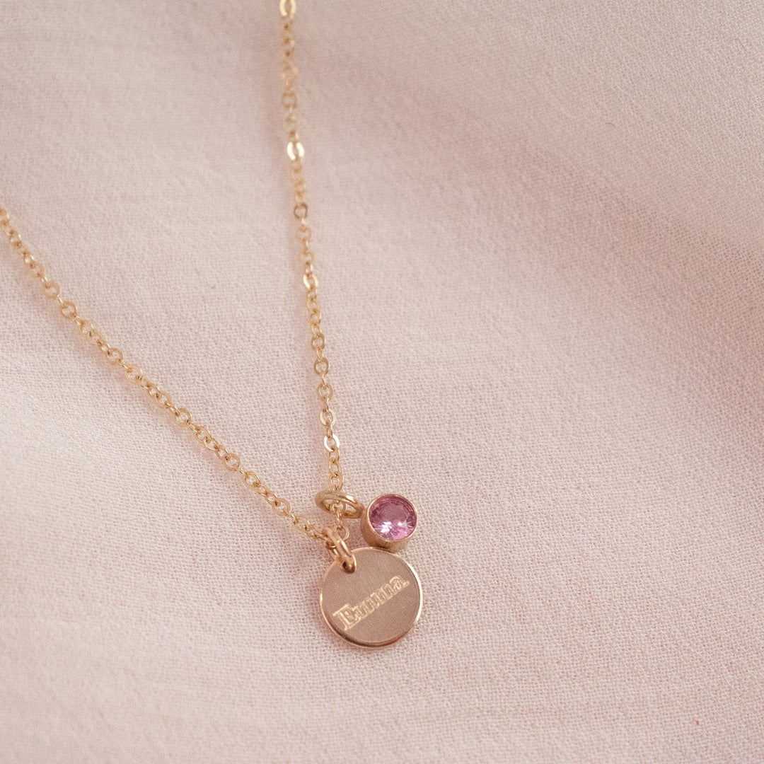 Collier avec nom et pierre de naissance - Petit