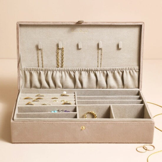 Velvet Large Beige Jewelry Case