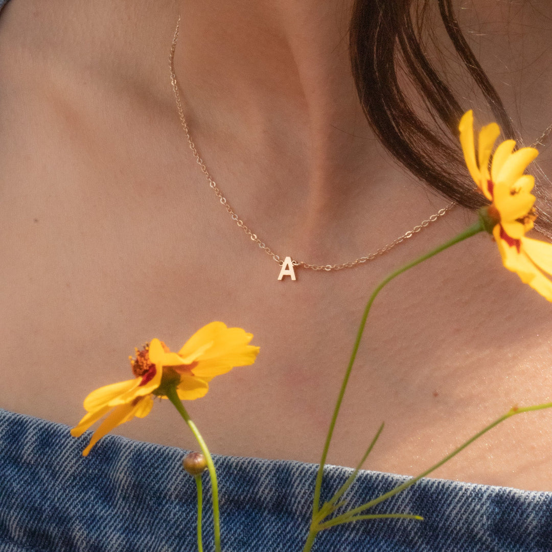 Dainty Initial Necklace - Gold