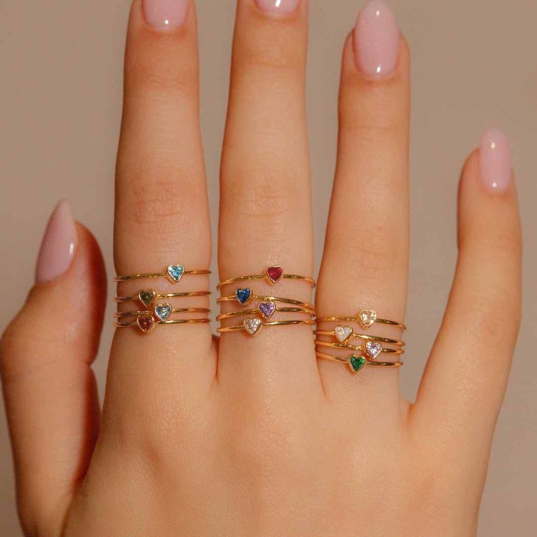 Heart Birthstone Ring
