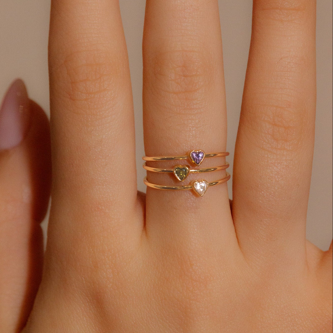 Heart Birthstone Ring