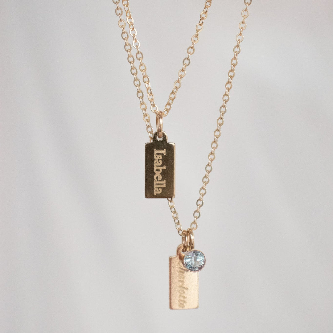 Name Tag & Birthstone Necklace