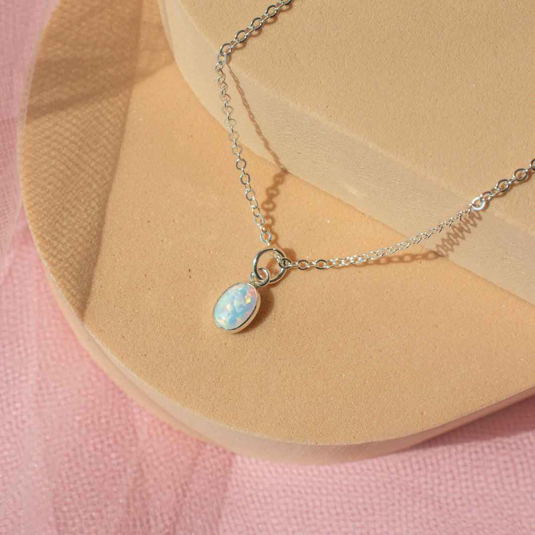 Oval Opal Gemstone Necklace