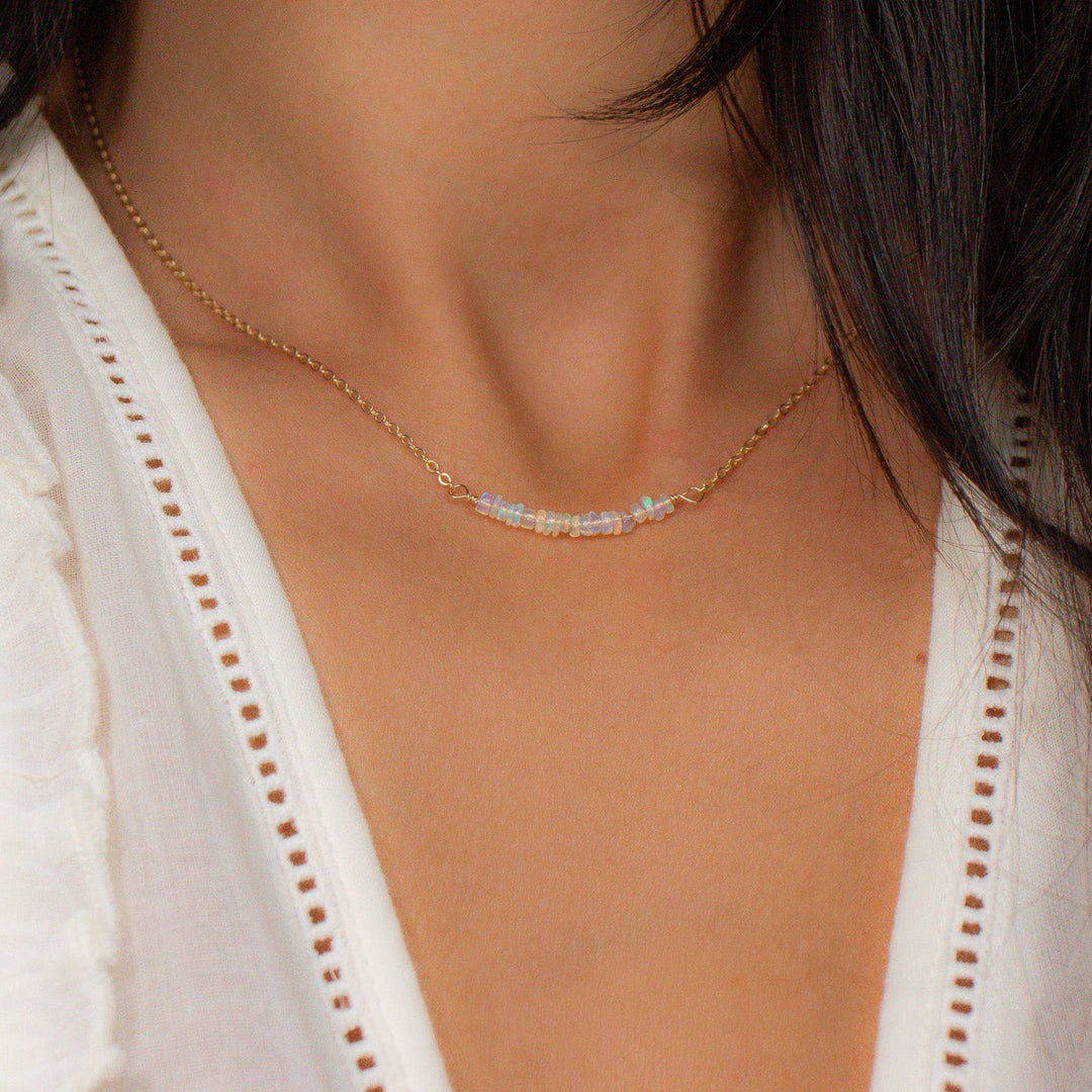 Opal Bar Necklace