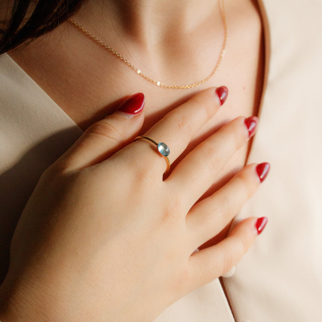 Bague en topaze bleue