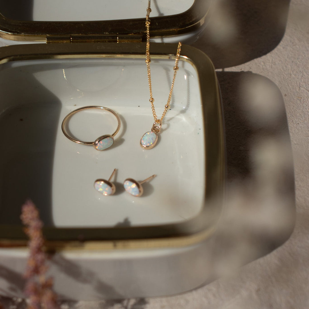 Oval Opal Gemstone Necklace