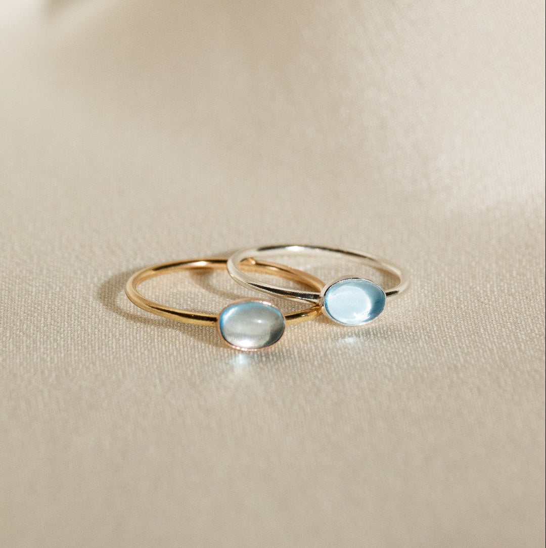 Bague en topaze bleue