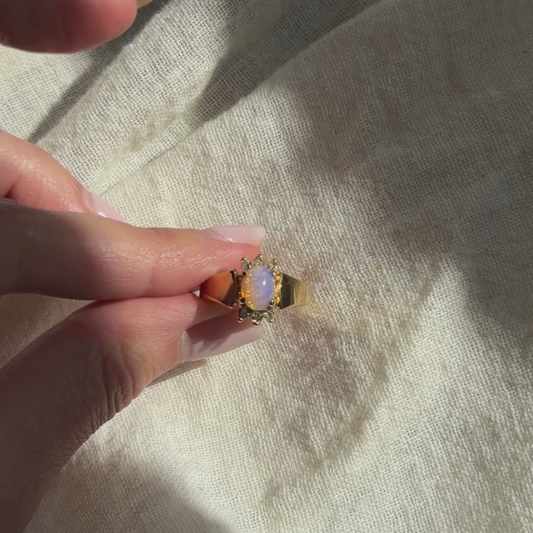 Vintage Oval Opal CZ Ring