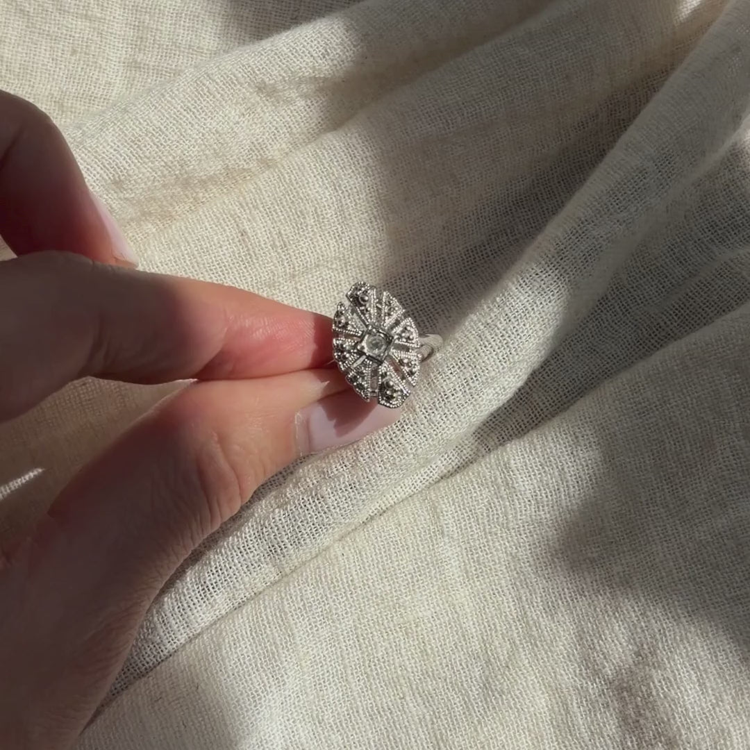 Vintage 1980 Avon Chesterfield Art Deco Rhinestone Ring