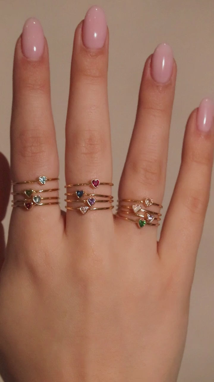 Heart Birthstone Ring