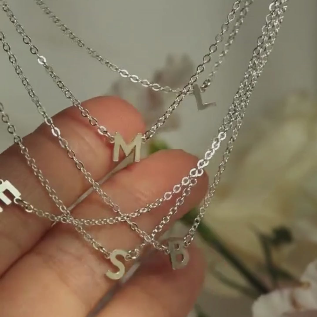 Dainty Initial Necklace - Silver