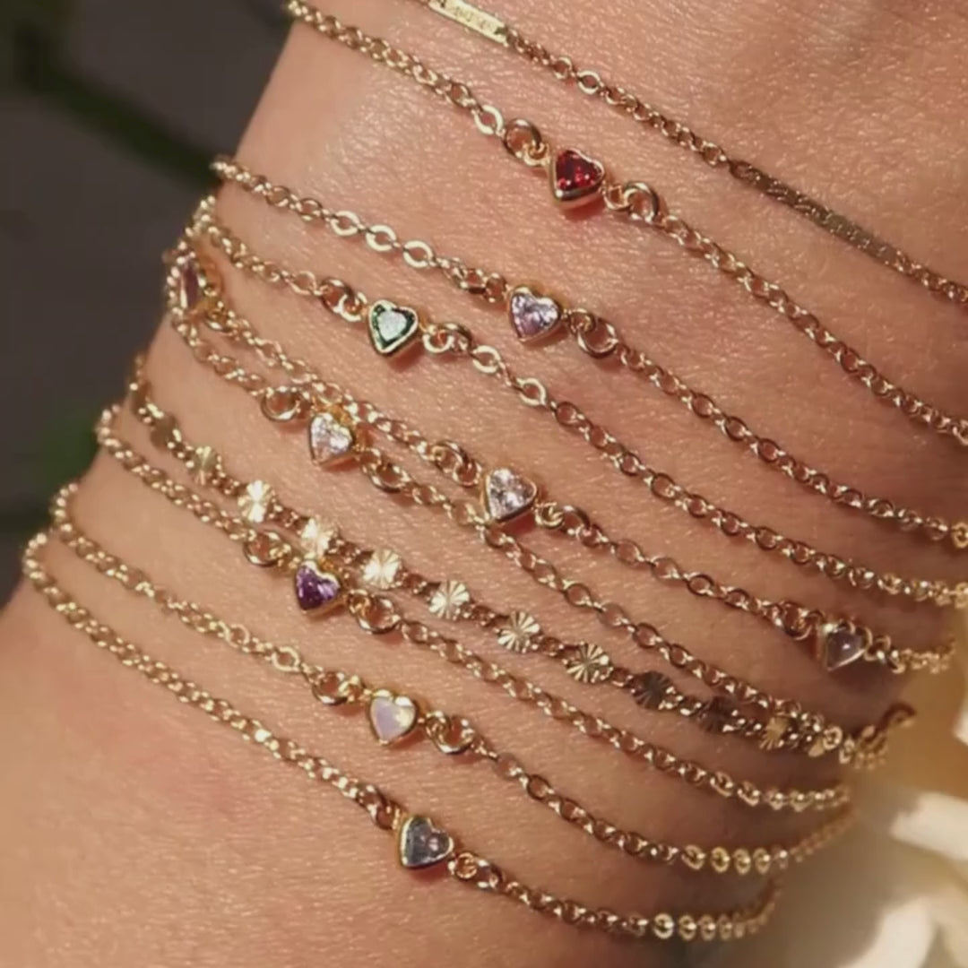 Heart Birthstone Bracelet