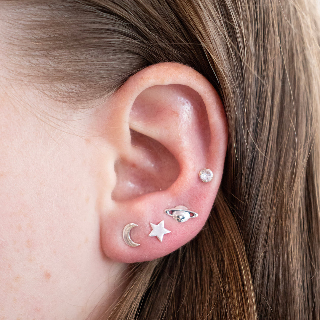 Moon & Star Earring Set Silver