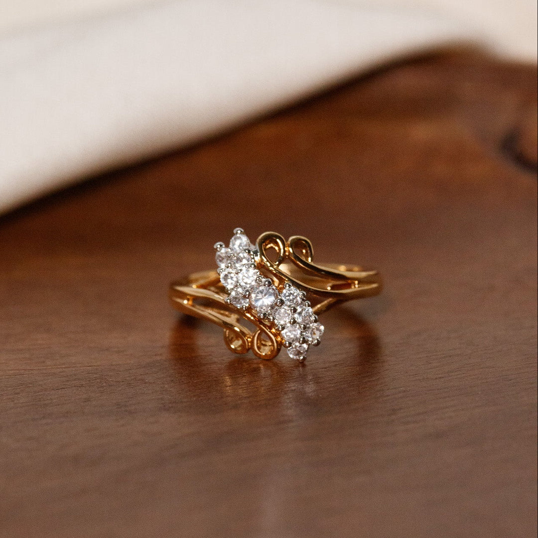 Vintage NV Clear Marquise Rhinestone Bypass Ring