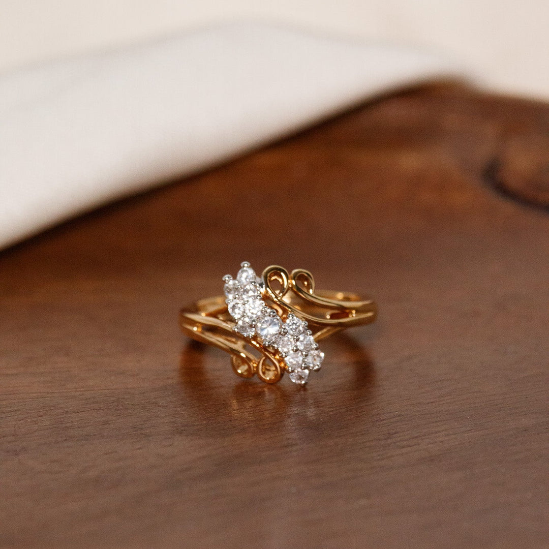 Vintage NV Clear Marquise Rhinestone Bypass Ring