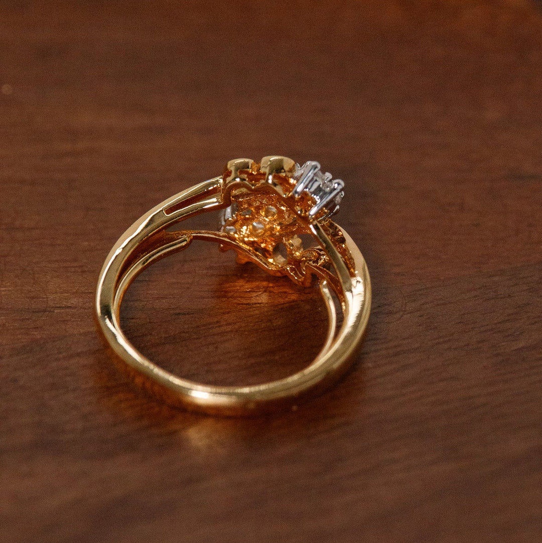 Vintage NV Clear Marquise Rhinestone Bypass Ring