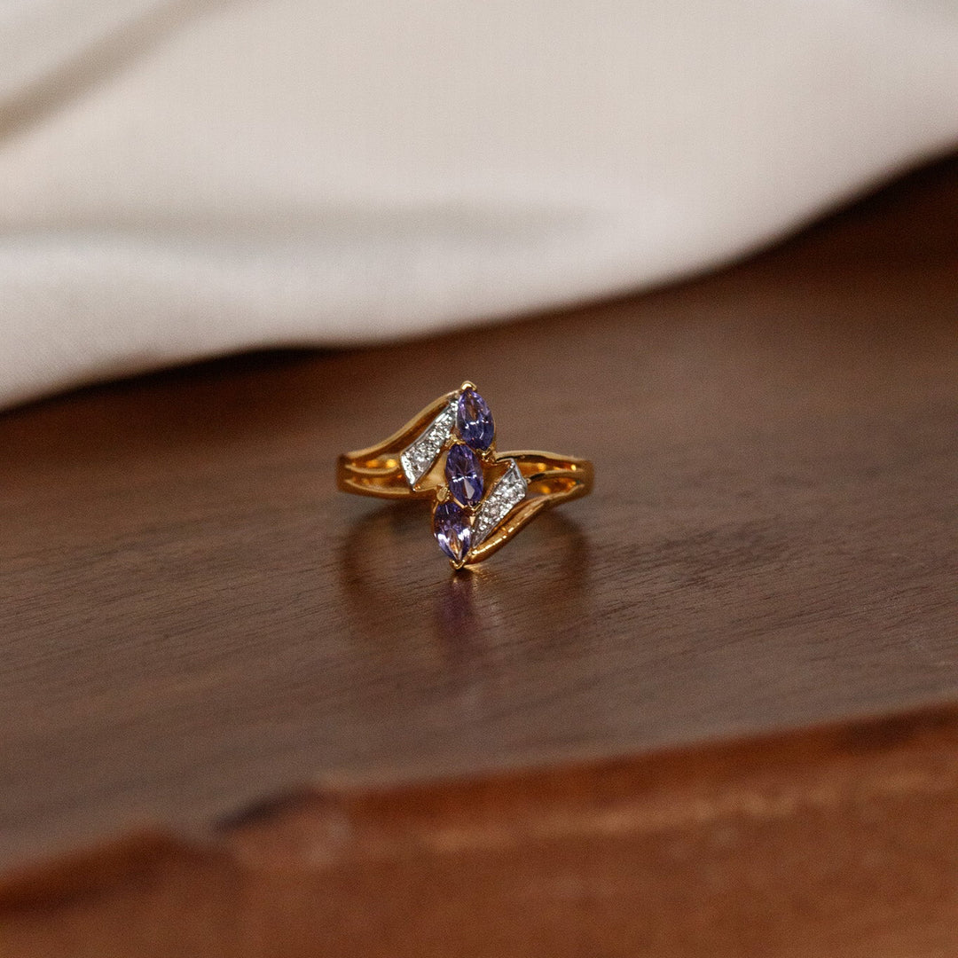 Vintage Avon Simulated Tanzanite Triple Marquise Ring