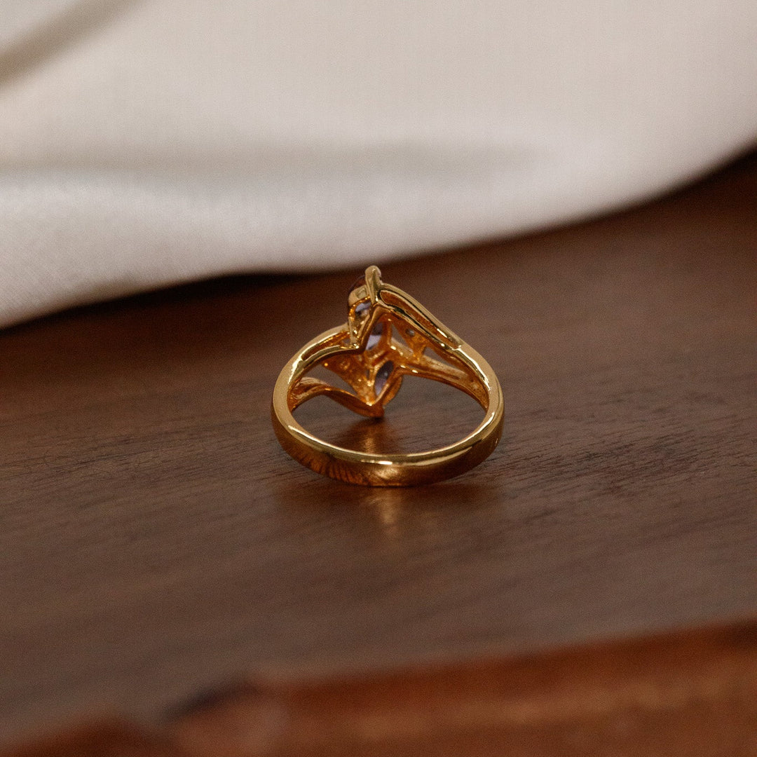 Vintage Avon Simulated Tanzanite Triple Marquise Ring