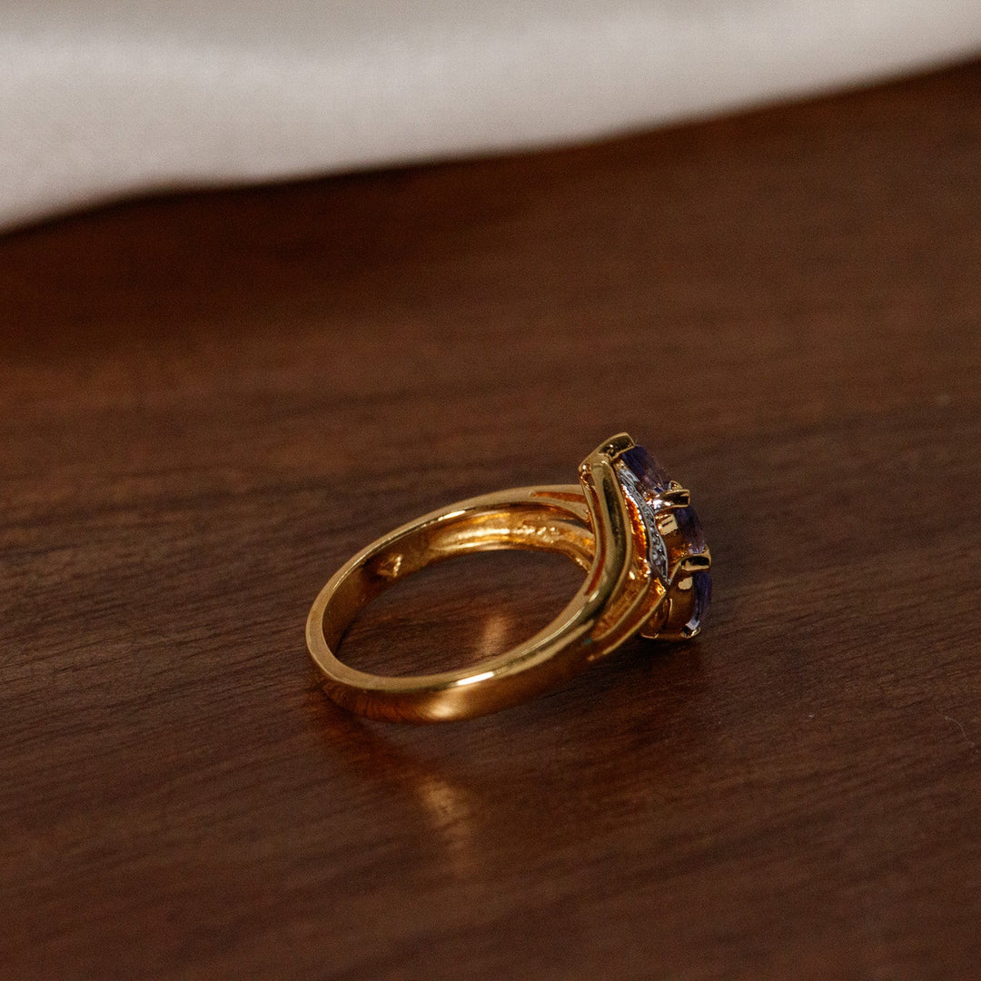 Vintage Avon Simulated Tanzanite Triple Marquise Ring
