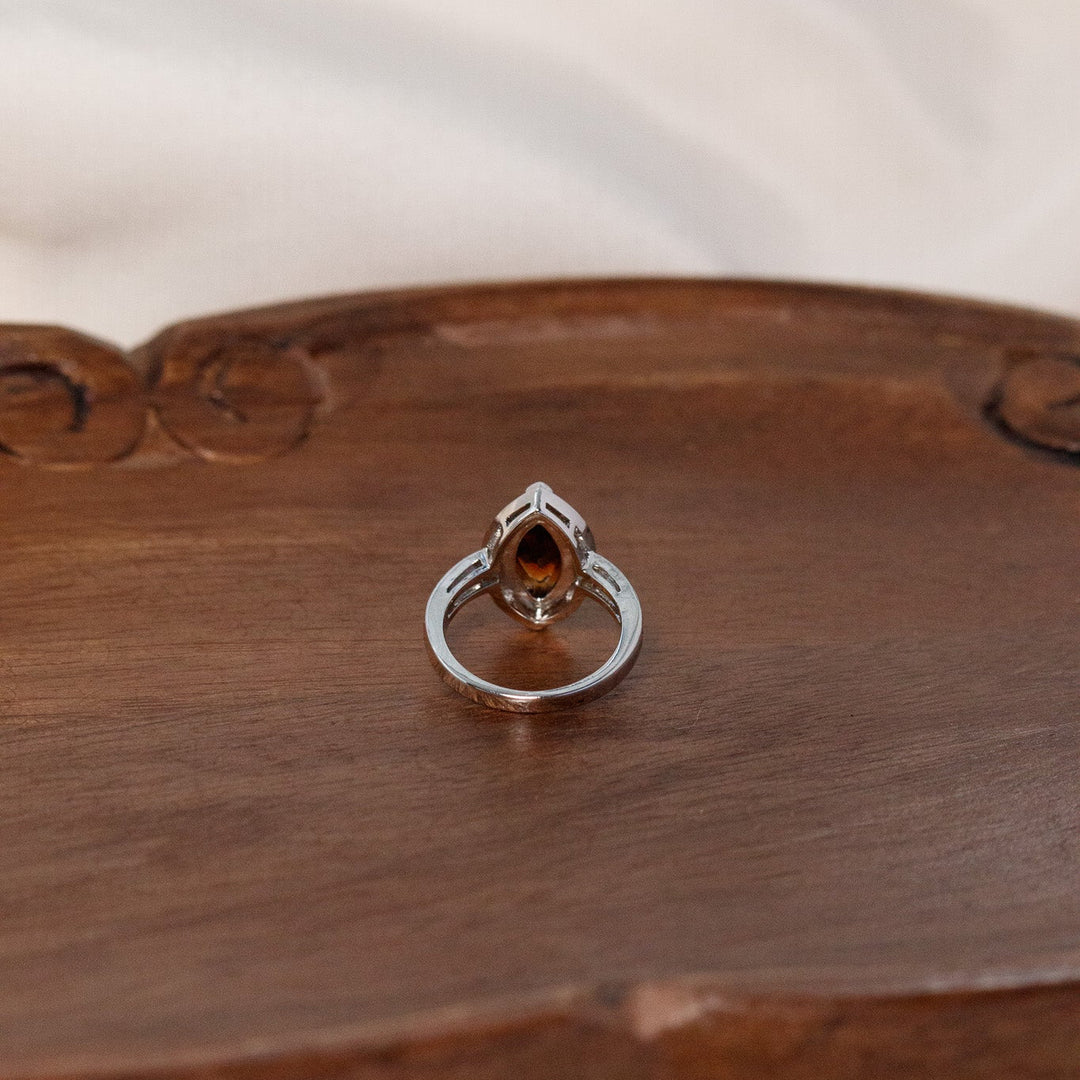 Vintage NV Brown Marquise Rhinestone Halo Ring