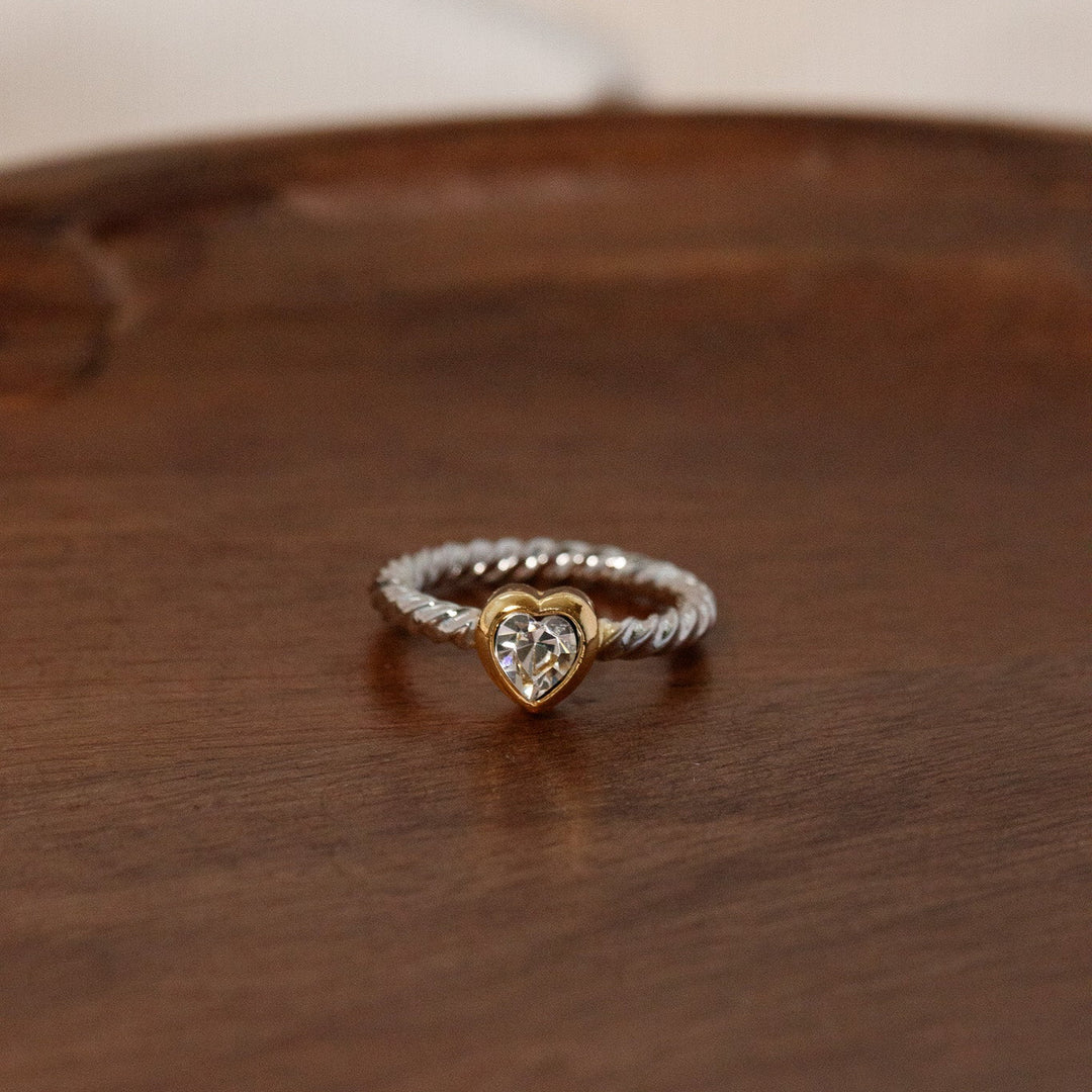 Vintage Two Toned Heart Ring