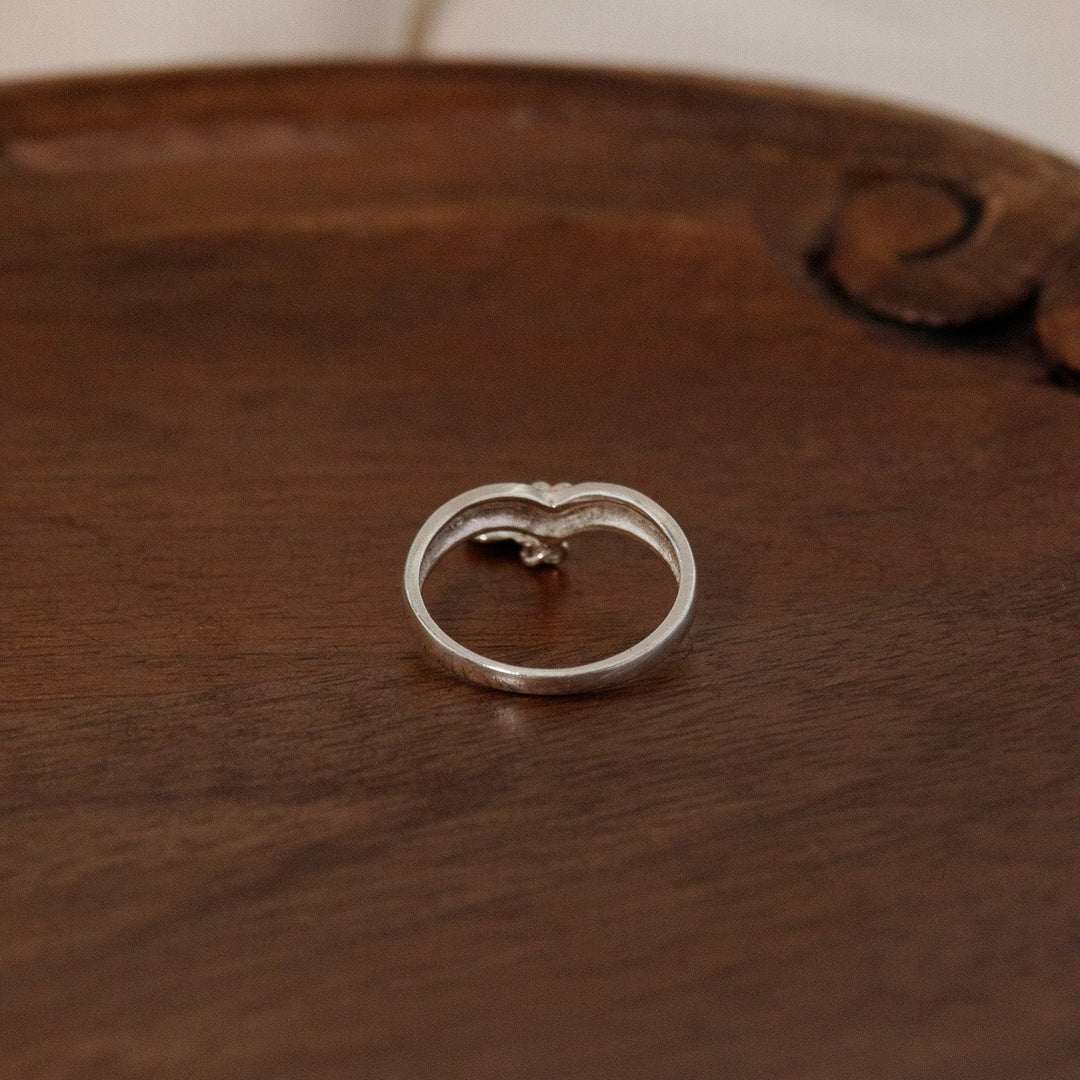 Vintage Avon Sterling Silver Heart Charm Dangle Ring